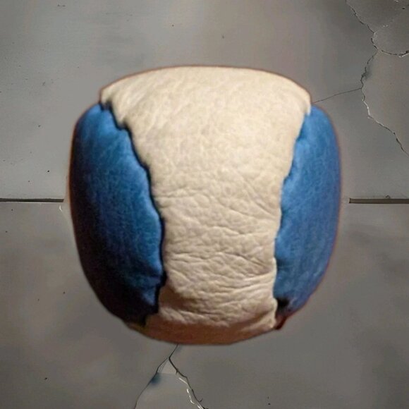 Vintage ORIGINAL HACKY SACK Foot Bag Blue & White 2-Panel 1980s handmade - Picture 4 of 4